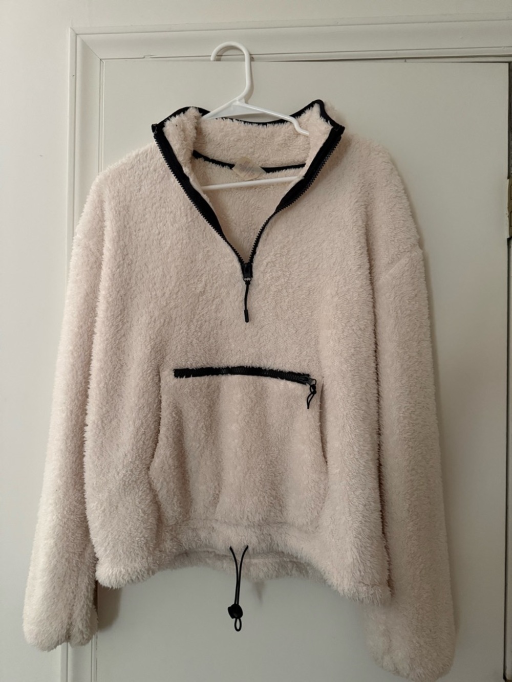 Cozy Cream Sherpa Pullover – Quarter Zip w/ Pocket